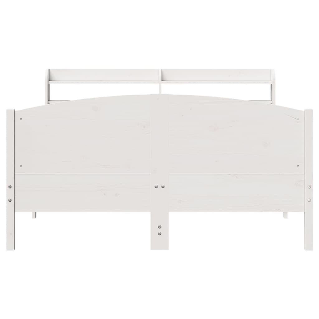 vidaXL Cadru de pat fără saltea, alb, 135x190 cm, lemn masiv de pin vidaXL Cadru de pat fără saltea, alb, 135x190 cm, lemn masiv de pin