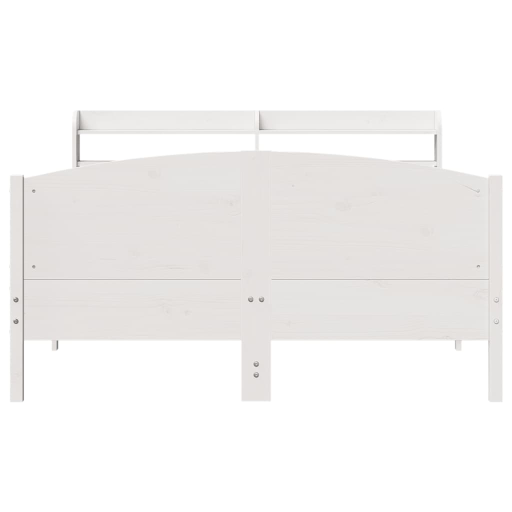 vidaXL Cadru de pat fără saltea, alb, 120x190 cm, lemn masiv pin