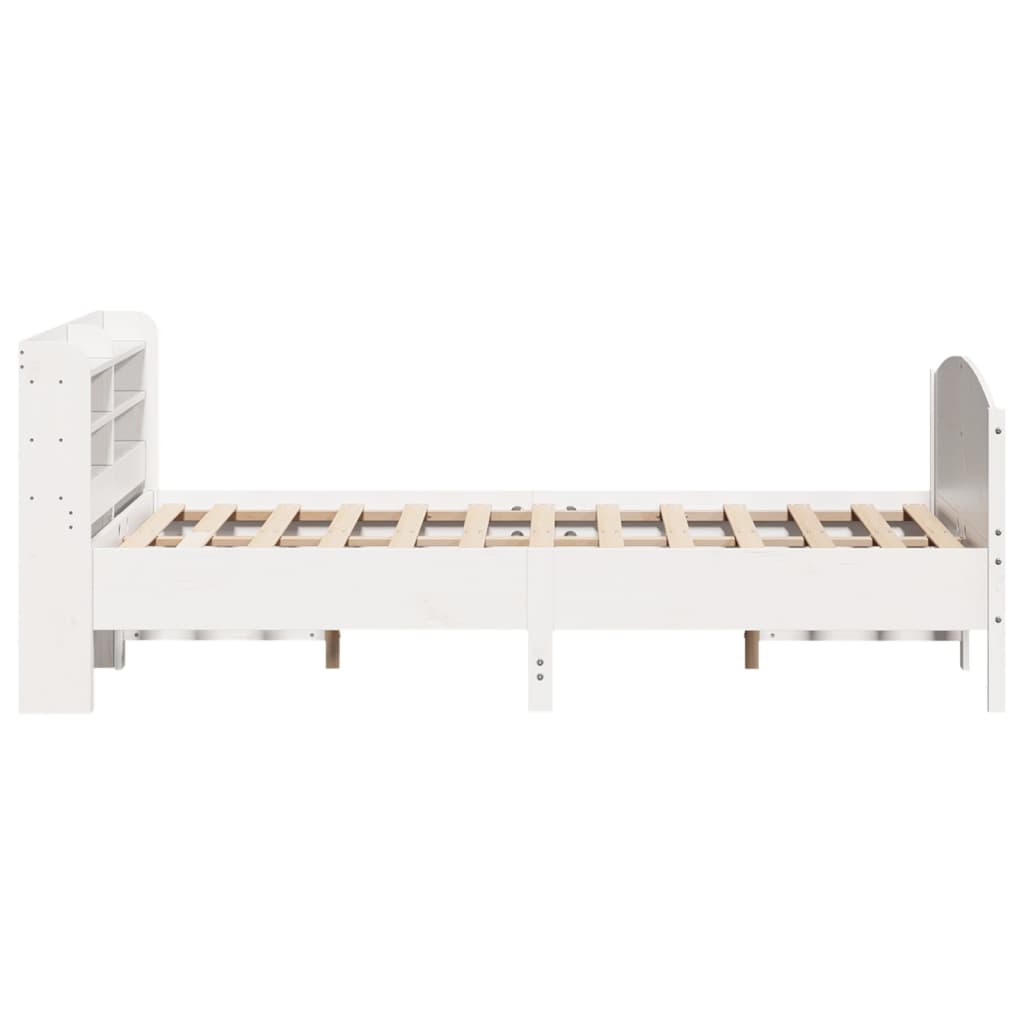 vidaXL Cadru de pat fără saltea, alb, 120x190 cm, lemn masiv pin