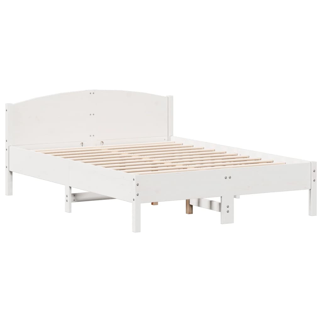 vidaXL Cadru de pat fără saltea, alb, 120x190 cm, lemn masiv pin