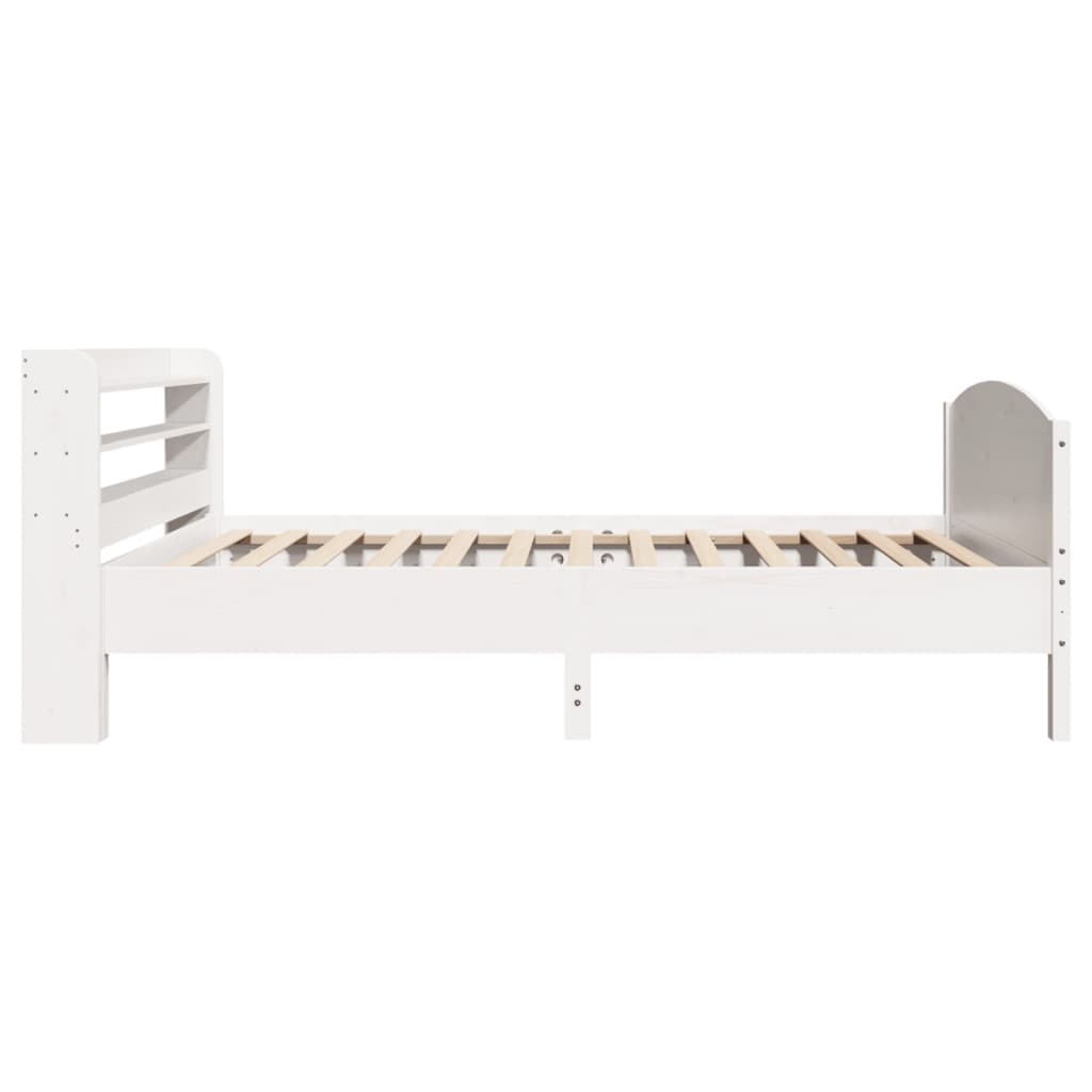 vidaXL Cadru de pat fără saltea, alb, 75x190 cm, lemn masiv de pin