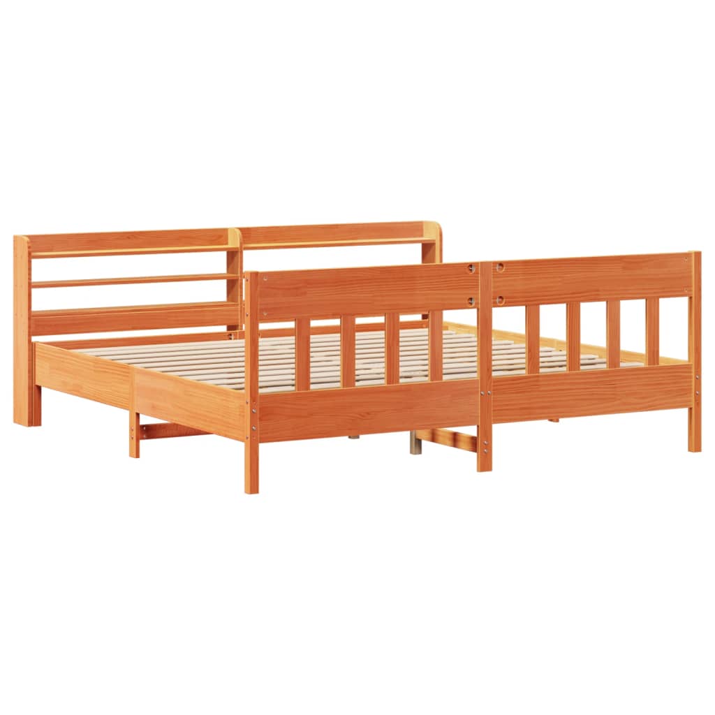 vidaXL Cadru de pat fără saltea, maro ceruit 200x200 cm lemn masiv pin vidaXL Cadru de pat fără saltea, maro ceruit 200x200 cm lemn masiv pin