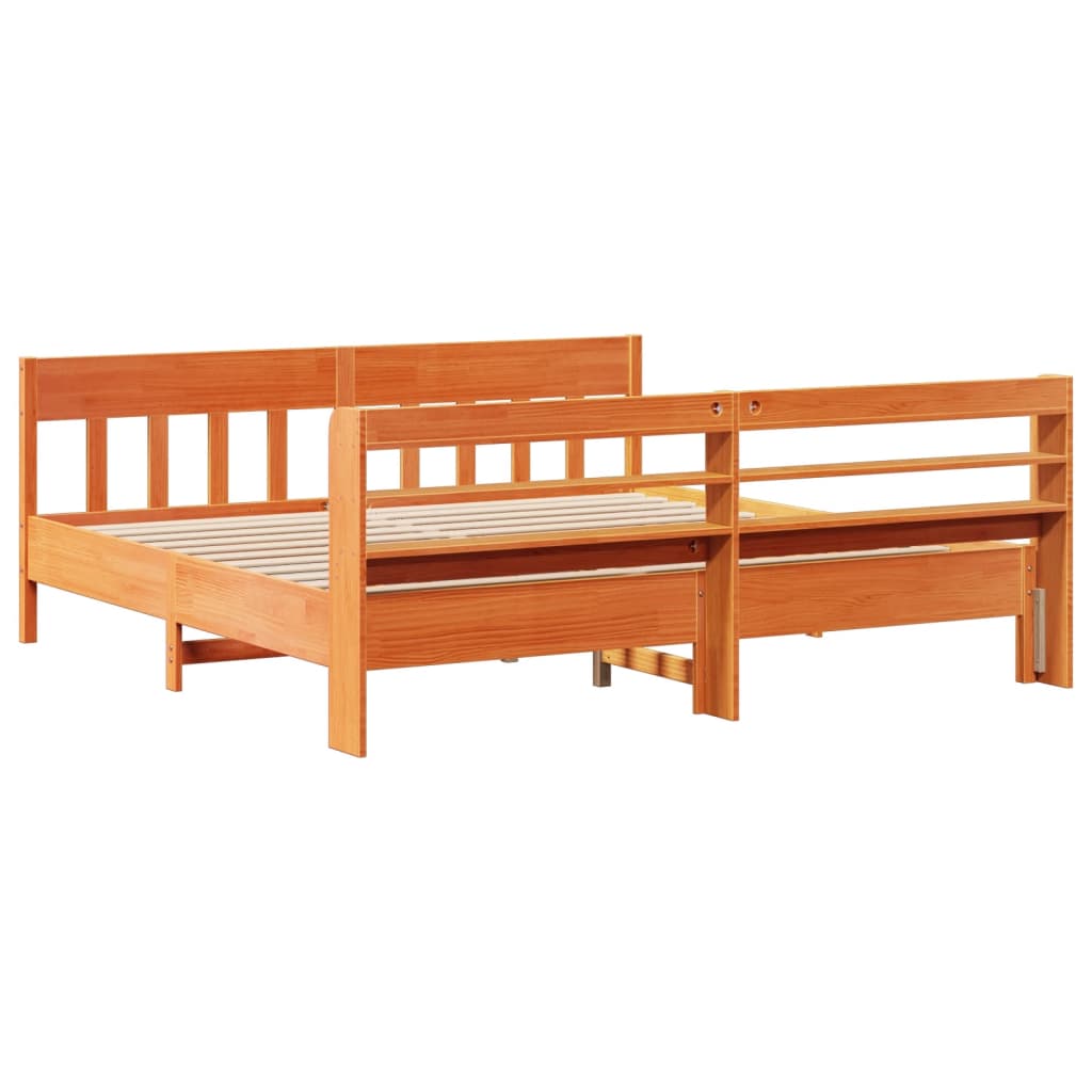 vidaXL Cadru de pat fără saltea, maro ceruit 200x200 cm lemn masiv pin vidaXL Cadru de pat fără saltea, maro ceruit 200x200 cm lemn masiv pin