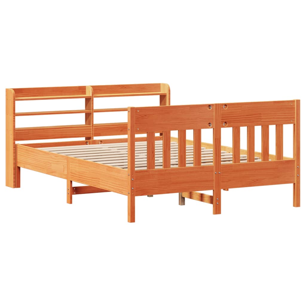 vidaXL Cadru de pat fără saltea, maro ceruit 150x200 cm lemn masiv pin vidaXL Cadru de pat fără saltea, maro ceruit 150x200 cm lemn masiv pin