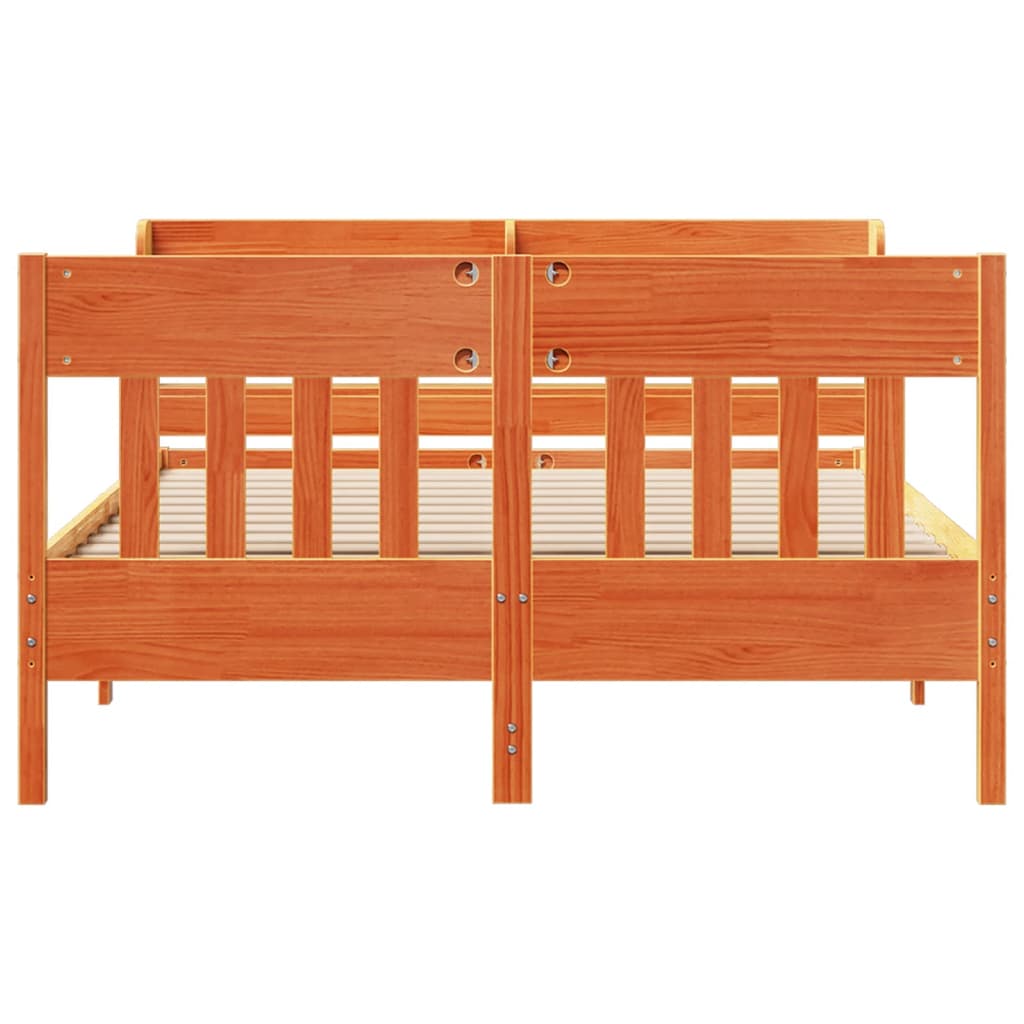 vidaXL Cadru de pat fără saltea, maro ceruit 150x200 cm lemn masiv pin vidaXL Cadru de pat fără saltea, maro ceruit 150x200 cm lemn masiv pin