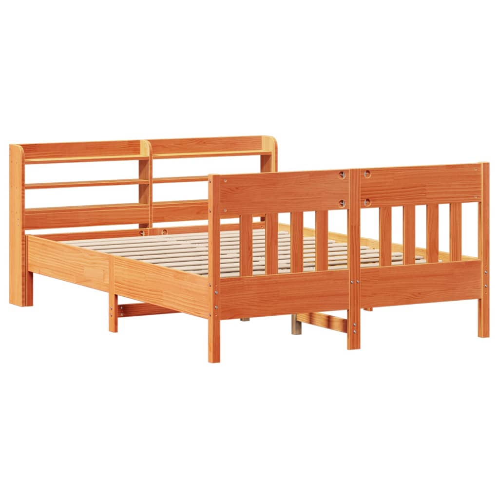 vidaXL Cadru de pat fără saltea, maro ceruit 140x200 cm lemn masiv pin vidaXL Cadru de pat fără saltea, maro ceruit 140x200 cm lemn masiv pin