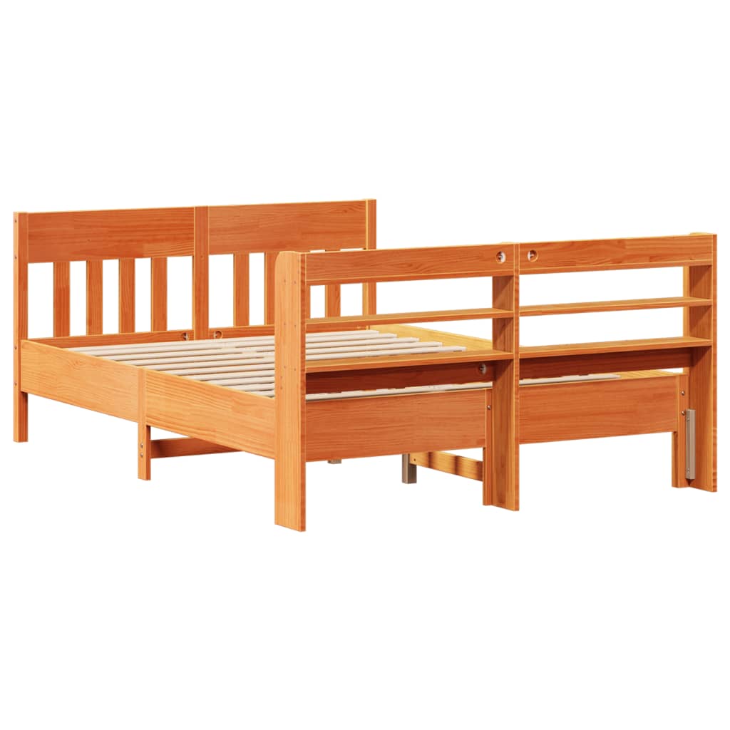 vidaXL Cadru de pat fără saltea, maro ceruit 140x200 cm lemn masiv pin vidaXL Cadru de pat fără saltea, maro ceruit 140x200 cm lemn masiv pin