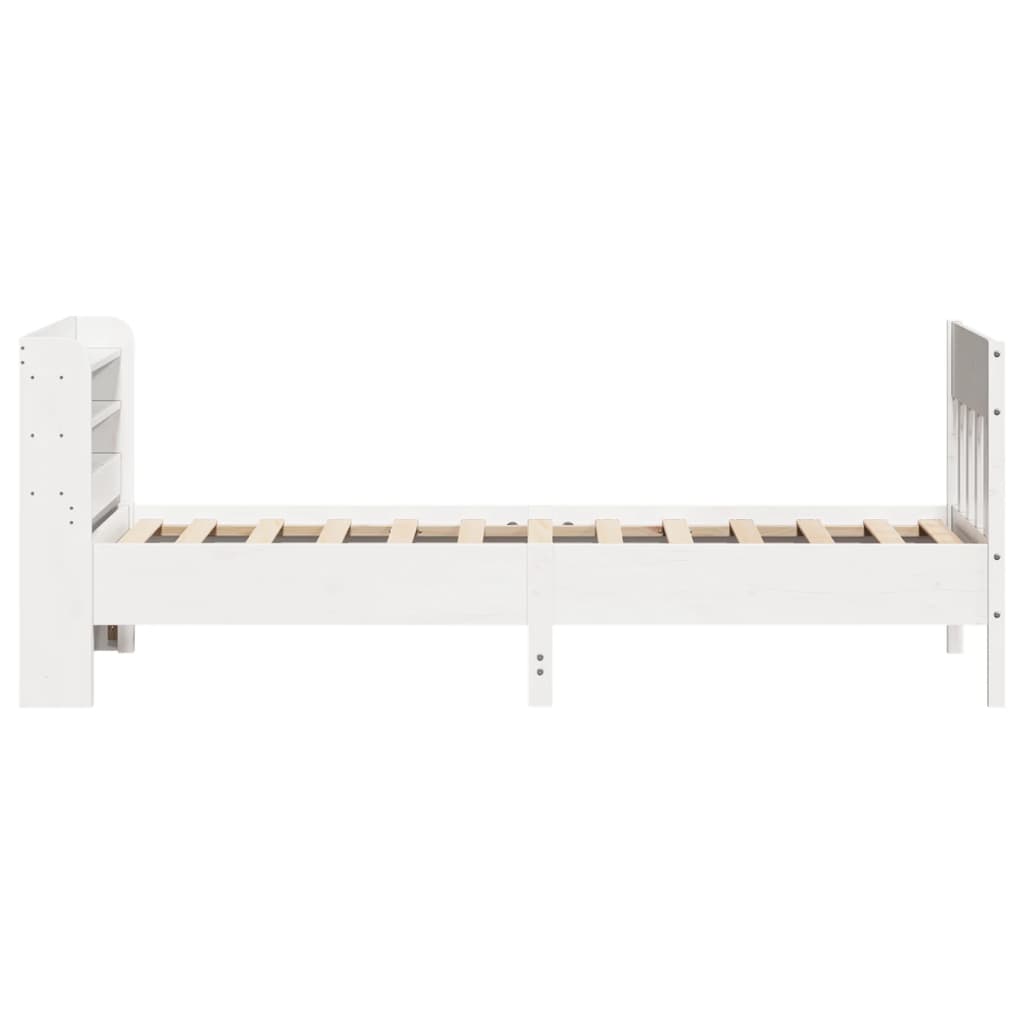 vidaXL Cadru de pat fără saltea, alb, 90x200 cm, lemn masiv pin