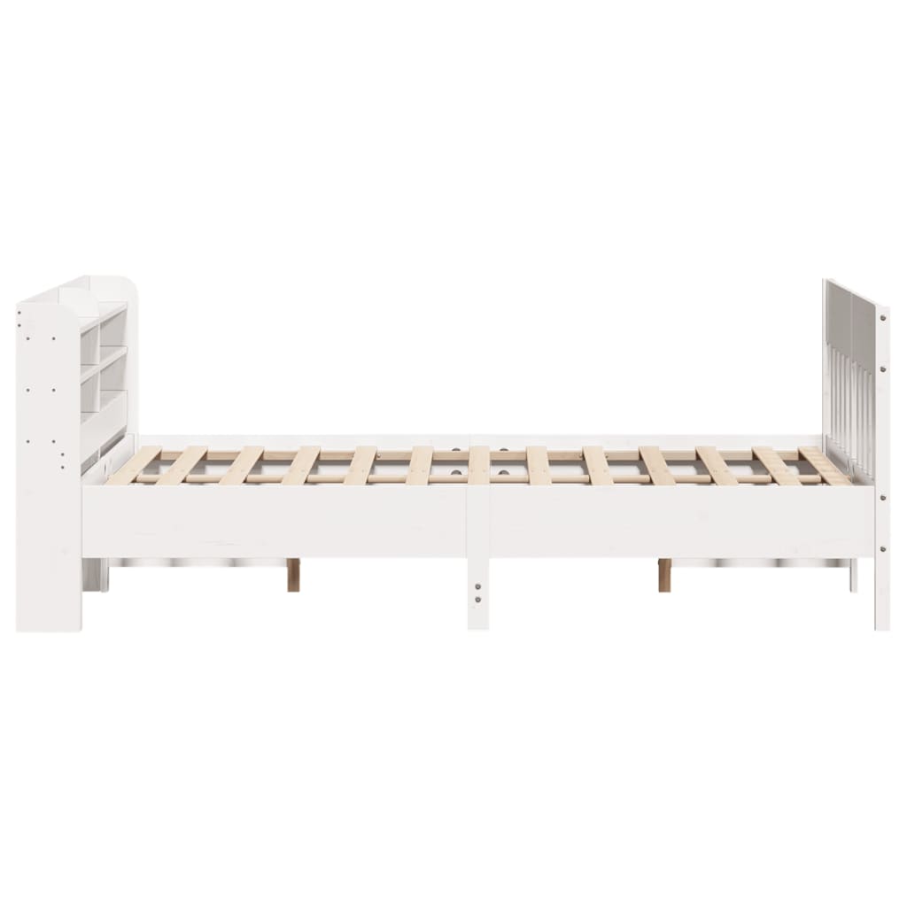 vidaXL Cadru de pat fără saltea, alb, 140x190 cm, lemn masiv de pin vidaXL Cadru de pat fără saltea, alb, 140x190 cm, lemn masiv de pin