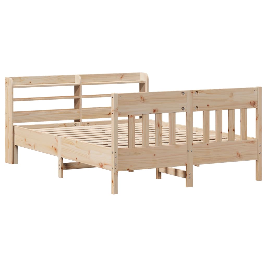 vidaXL Cadru de pat fără saltea, 135x190 cm, lemn masiv de pin vidaXL Cadru de pat fără saltea, 135x190 cm, lemn masiv de pin