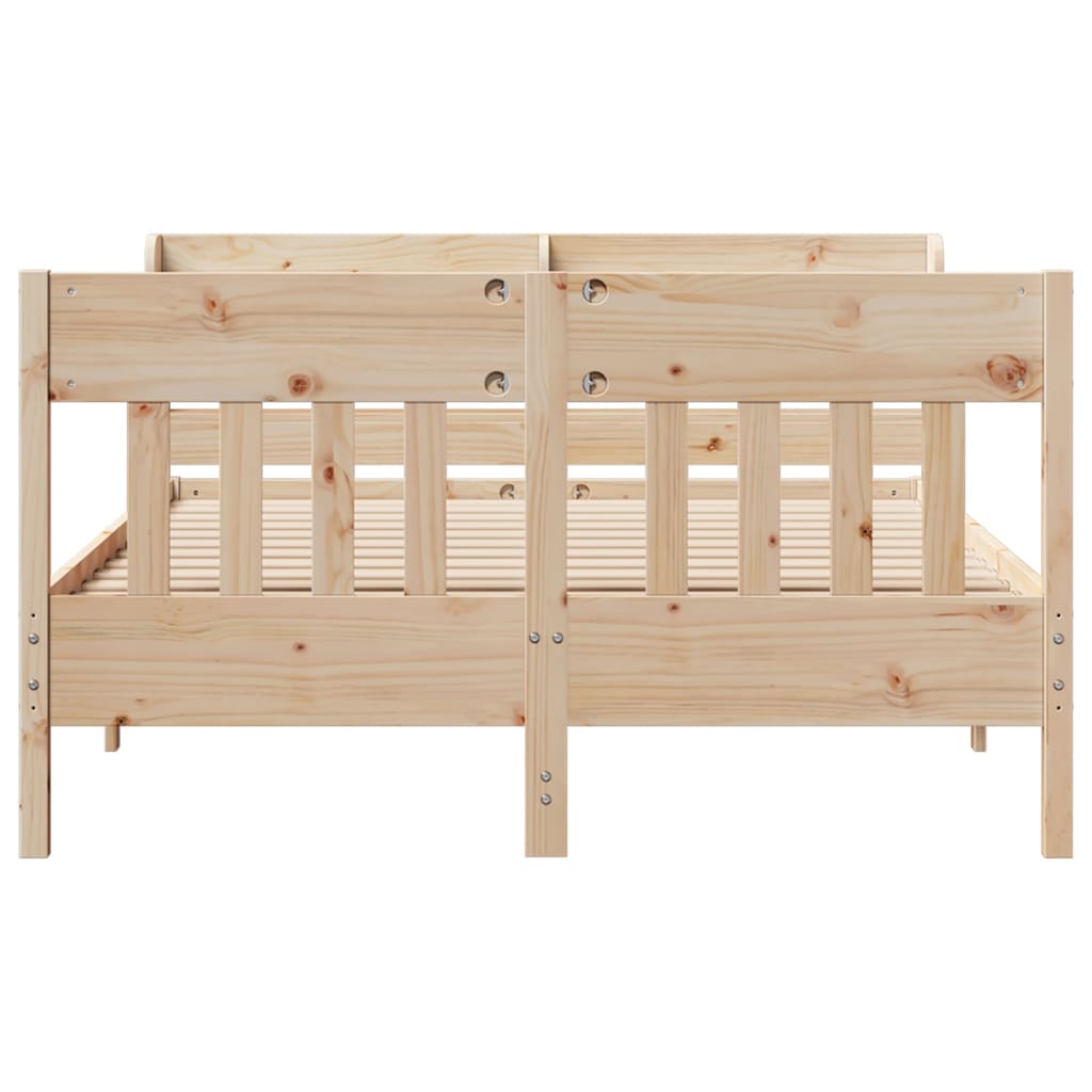 vidaXL Cadru de pat fără saltea, 135x190 cm, lemn masiv de pin vidaXL Cadru de pat fără saltea, 135x190 cm, lemn masiv de pin