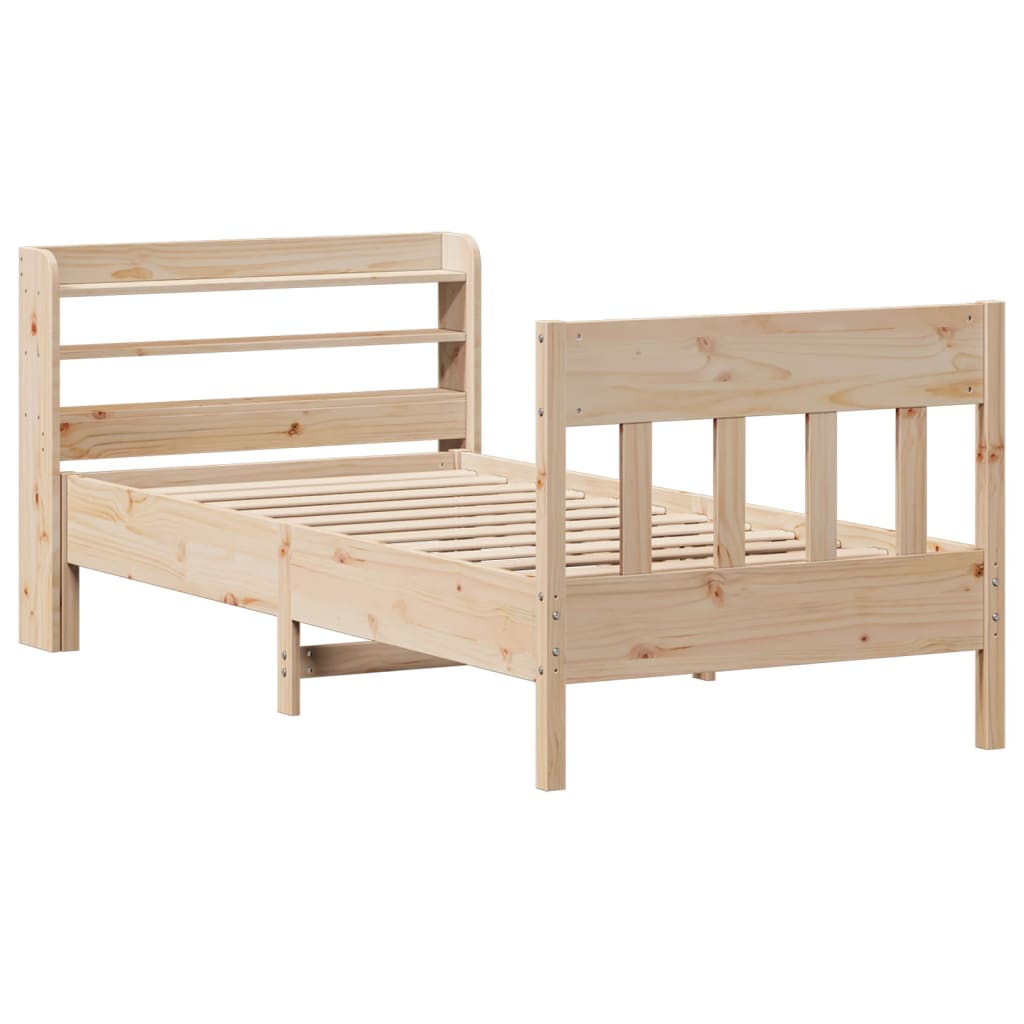 vidaXL Cadru de pat fără saltea, 75x190 cm, lemn masiv de pin