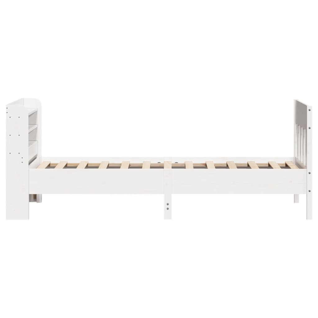 vidaXL Cadru de pat fără saltea, alb, 75x190 cm, lemn masiv de pin