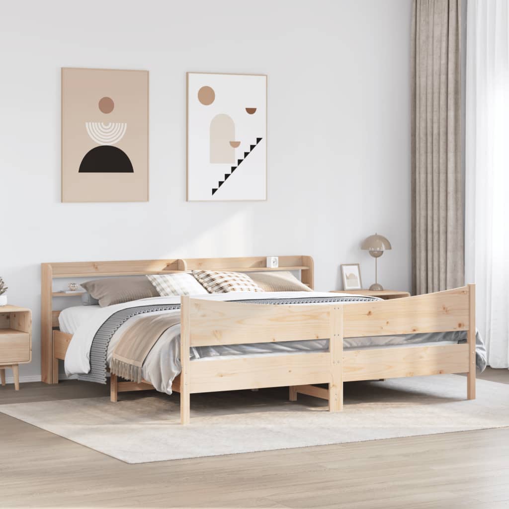 vidaXL Cadru de pat cu tăblie, 180x200 cm, lemn masiv de pin vidaXL Cadru de pat cu tăblie, 180x200 cm, lemn masiv de pin