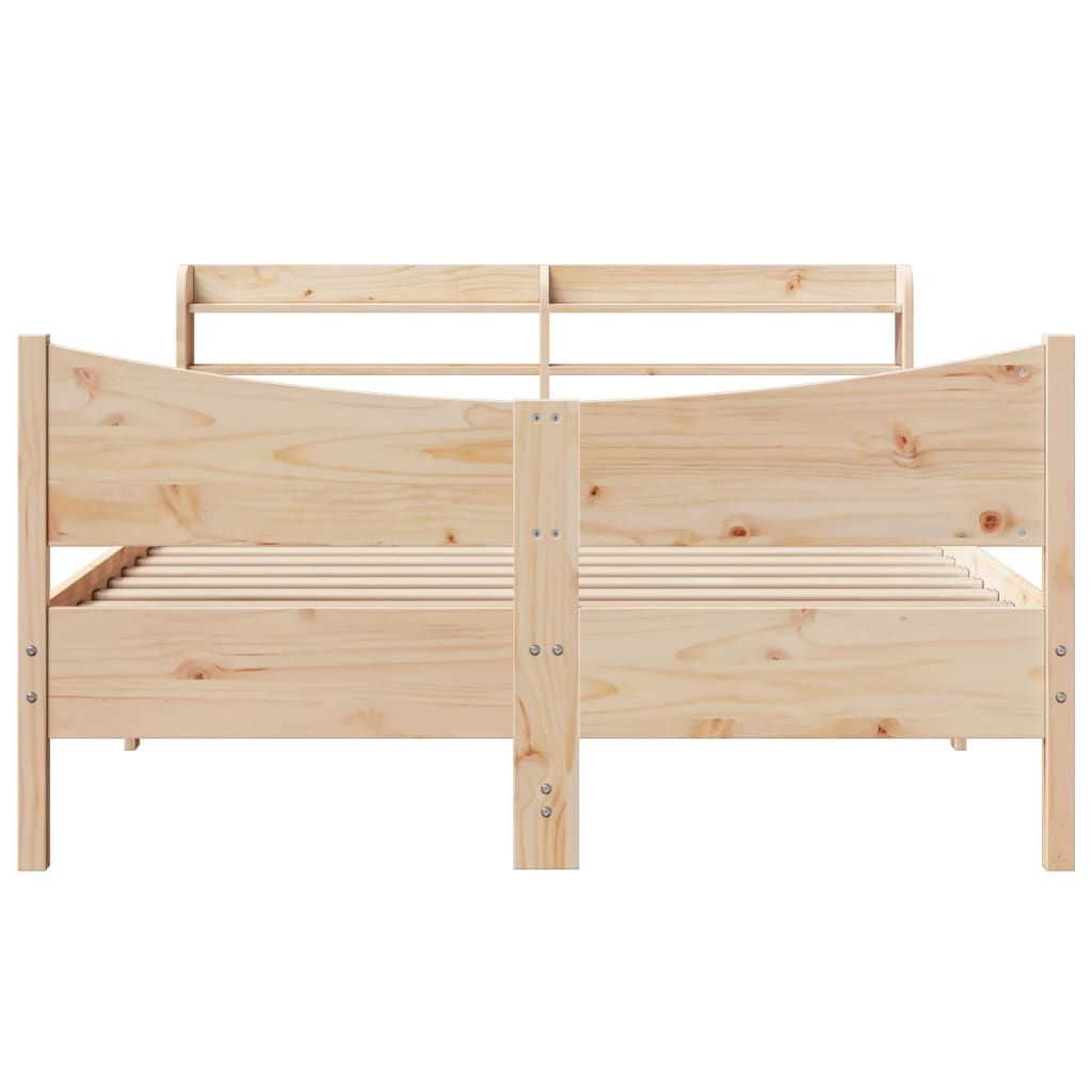 vidaXL Cadru de pat cu tăblie, 135x190 cm, lemn masiv de pin