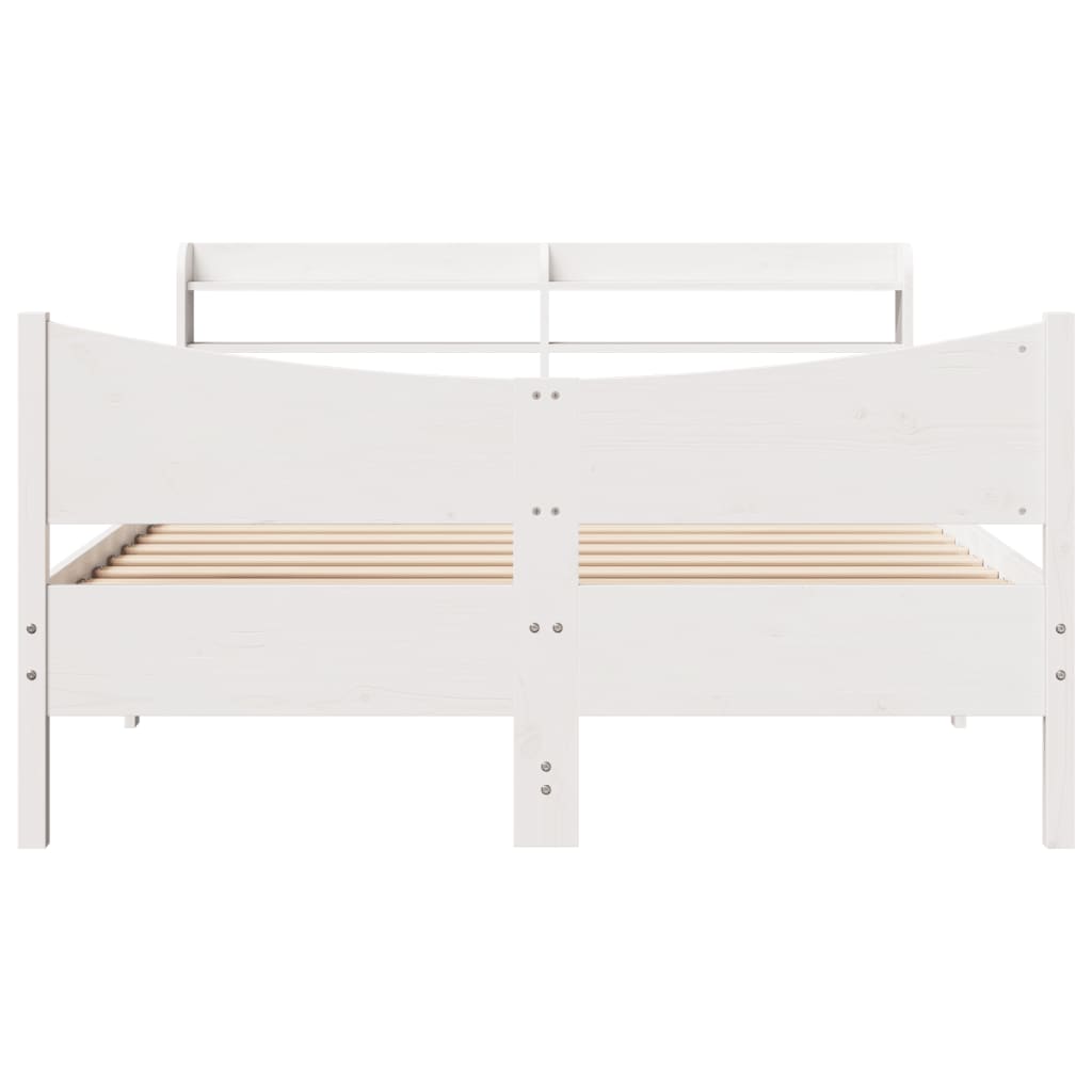 vidaXL Cadru de pat cu tăblie, alb, 120x190 cm, lemn masiv pin vidaXL Cadru de pat cu tăblie, alb, 120x190 cm, lemn masiv pin