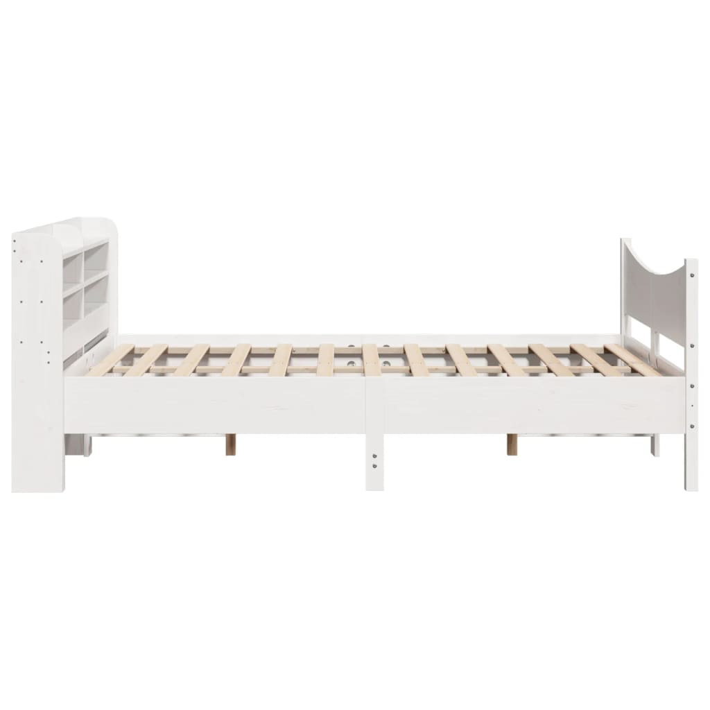 vidaXL Cadru de pat cu tăblie, alb, 120x190 cm, lemn masiv pin vidaXL Cadru de pat cu tăblie, alb, 120x190 cm, lemn masiv pin