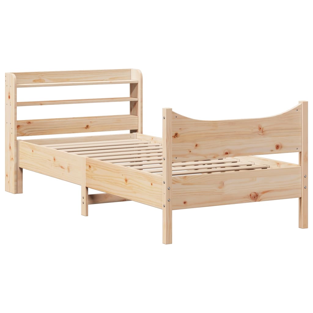 vidaXL Cadru de pat cu tăblie, 90x190 cm, lemn masiv pin vidaXL Cadru de pat cu tăblie, 90x190 cm, lemn masiv pin