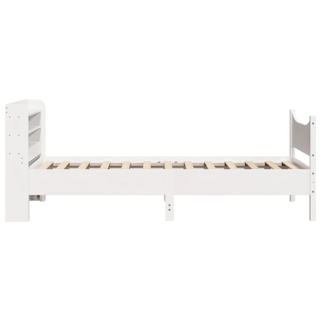 vidaXL Cadru de pat cu tăblie, alb, 75x190 cm, lemn masiv de pin