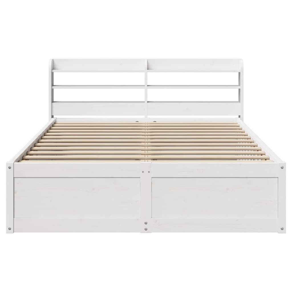 vidaXL Cadru de pat cu tăblie, alb, 150x200 cm lemn masiv pin