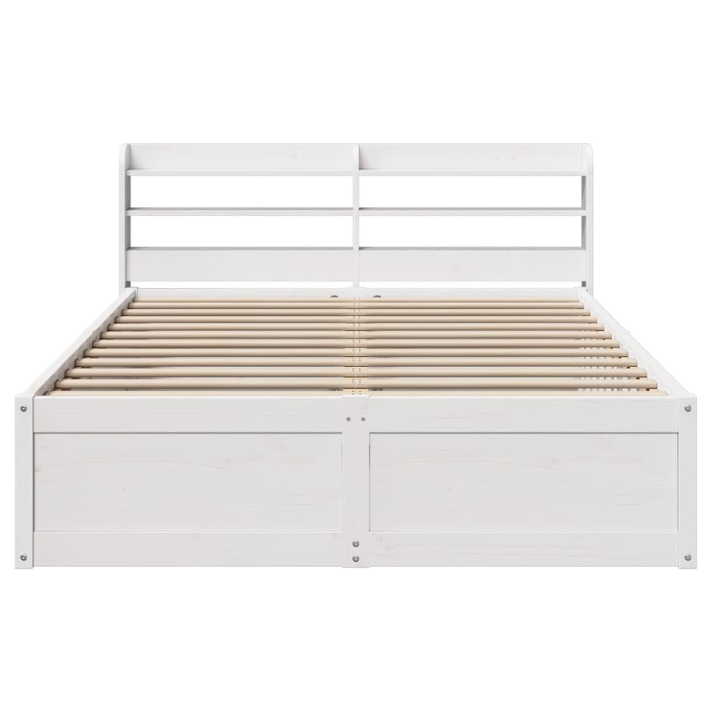 vidaXL Cadru de pat cu tăblie, alb, 140x190 cm, lemn masiv de pin vidaXL Cadru de pat cu tăblie, alb, 140x190 cm, lemn masiv de pin