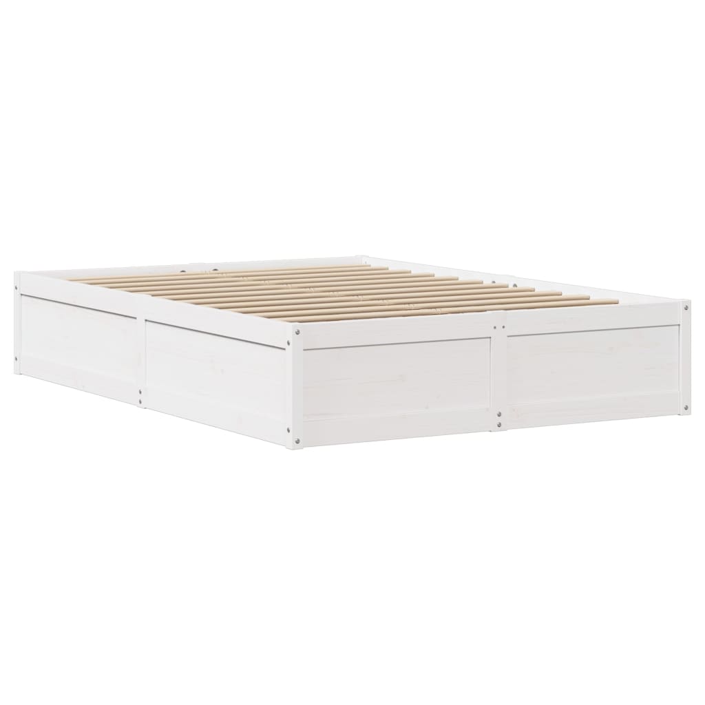 vidaXL Cadru de pat cu tăblie, alb, 140x190 cm, lemn masiv de pin vidaXL Cadru de pat cu tăblie, alb, 140x190 cm, lemn masiv de pin