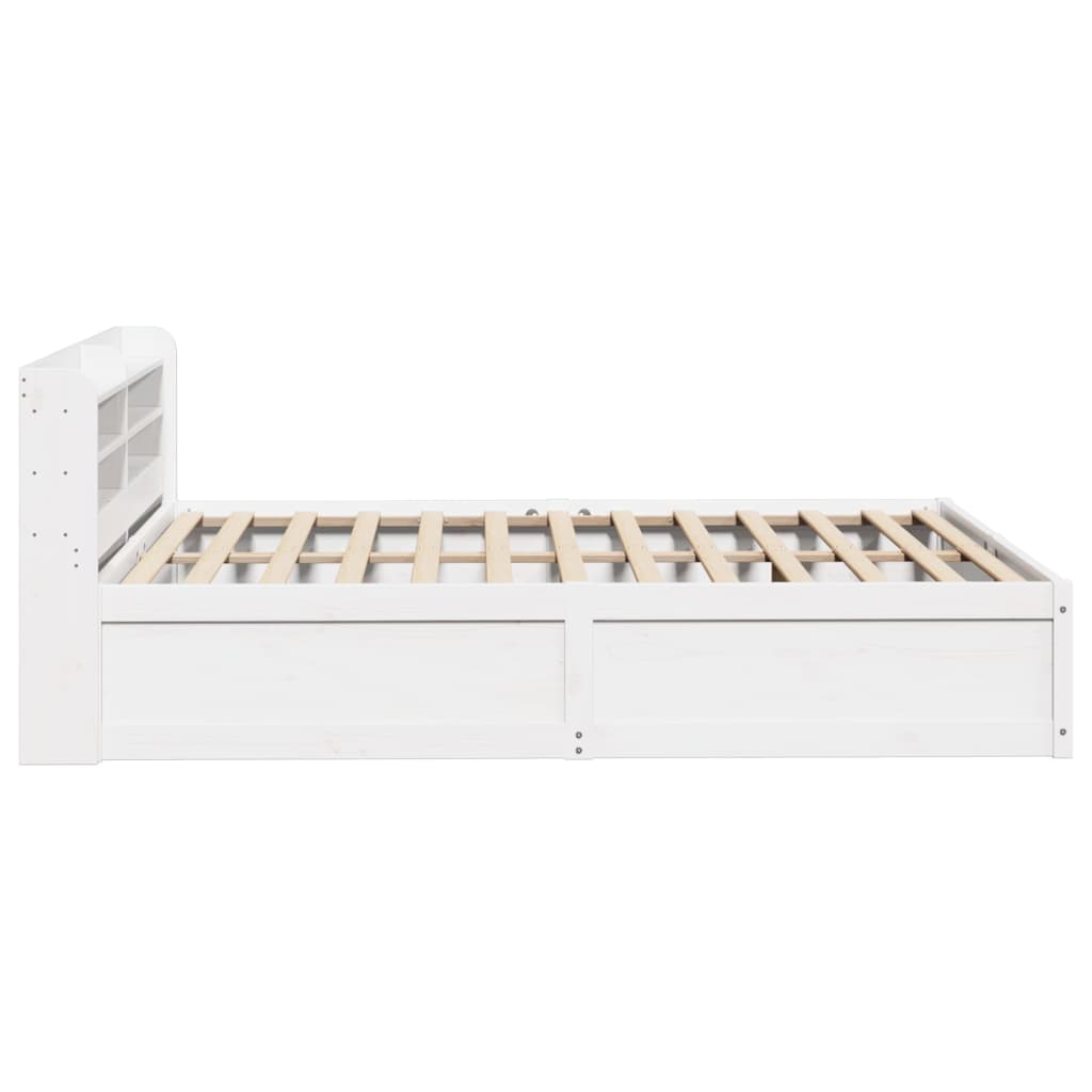 vidaXL Cadru de pat cu tăblie, alb, 140x190 cm, lemn masiv de pin vidaXL Cadru de pat cu tăblie, alb, 140x190 cm, lemn masiv de pin