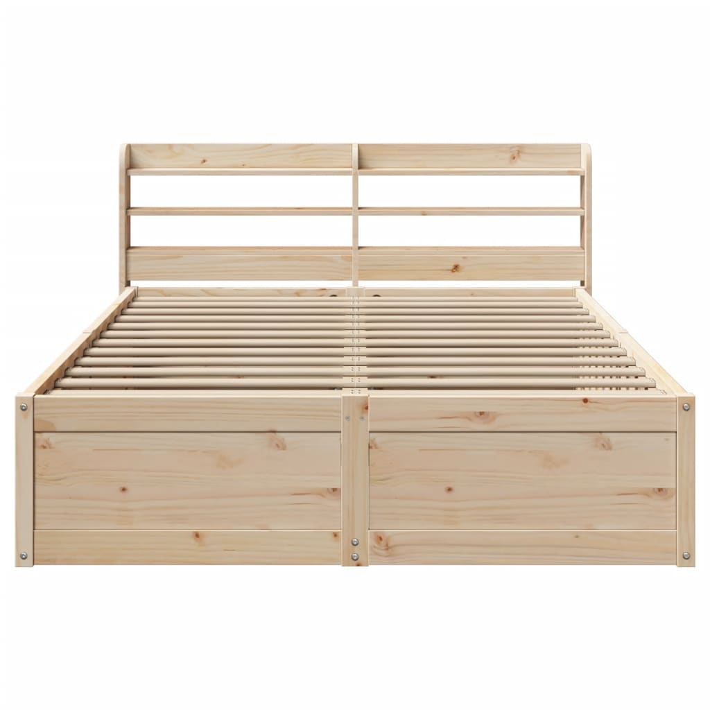 vidaXL Cadru de pat cu tăblie, 135x190 cm, lemn masiv de pin vidaXL Cadru de pat cu tăblie, 135x190 cm, lemn masiv de pin