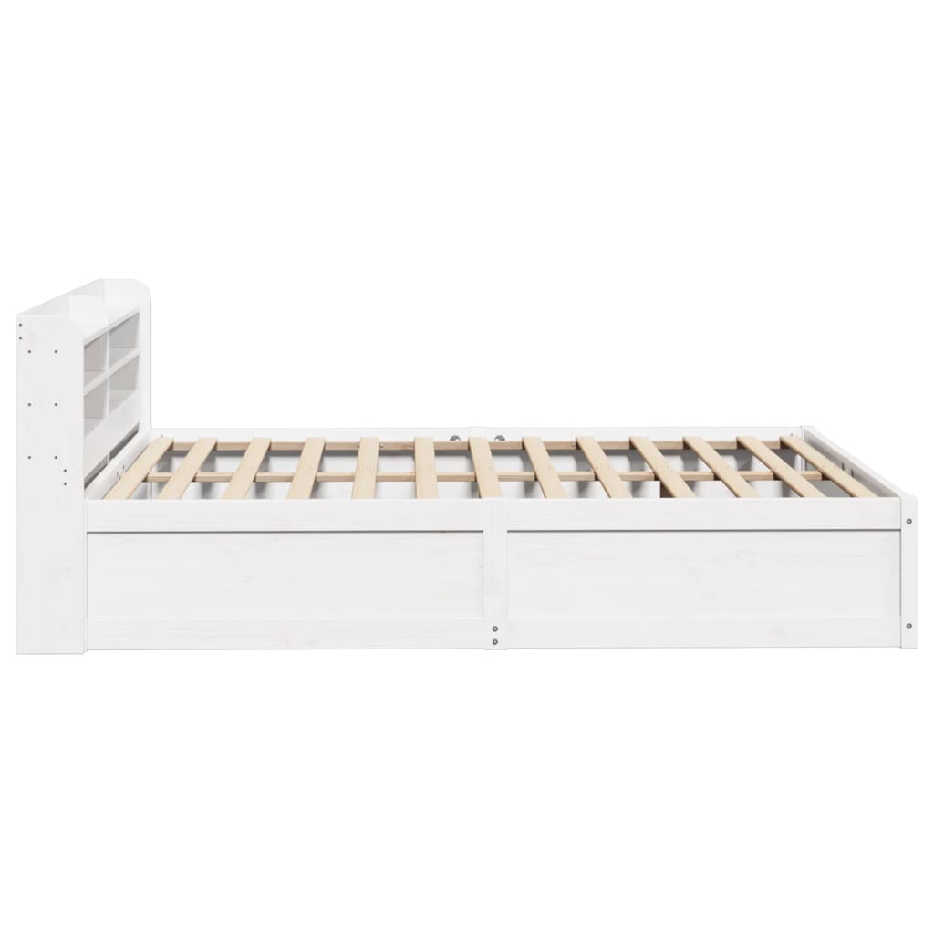 vidaXL Cadru de pat cu tăblie, alb, 135x190 cm, lemn masiv de pin vidaXL Cadru de pat cu tăblie, alb, 135x190 cm, lemn masiv de pin