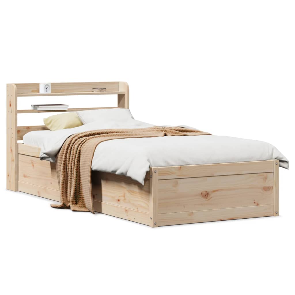vidaXL Cadru de pat cu tăblie, 90x190 cm, lemn masiv pin vidaXL Cadru de pat cu tăblie, 90x190 cm, lemn masiv pin