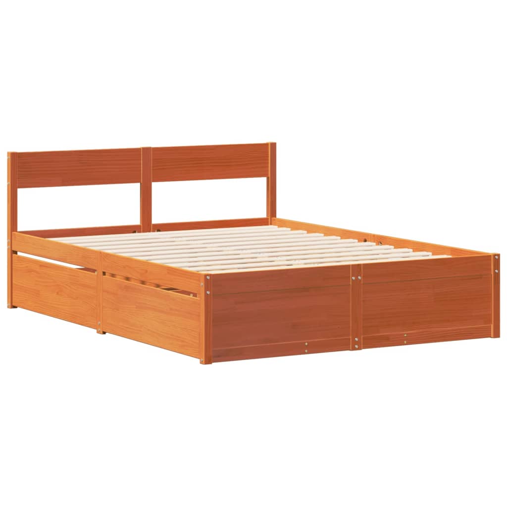 vidaXL Cadru de pat fără saltea, maro ceruit 150x200 cm lemn masiv pin vidaXL Cadru de pat fără saltea, maro ceruit 150x200 cm lemn masiv pin