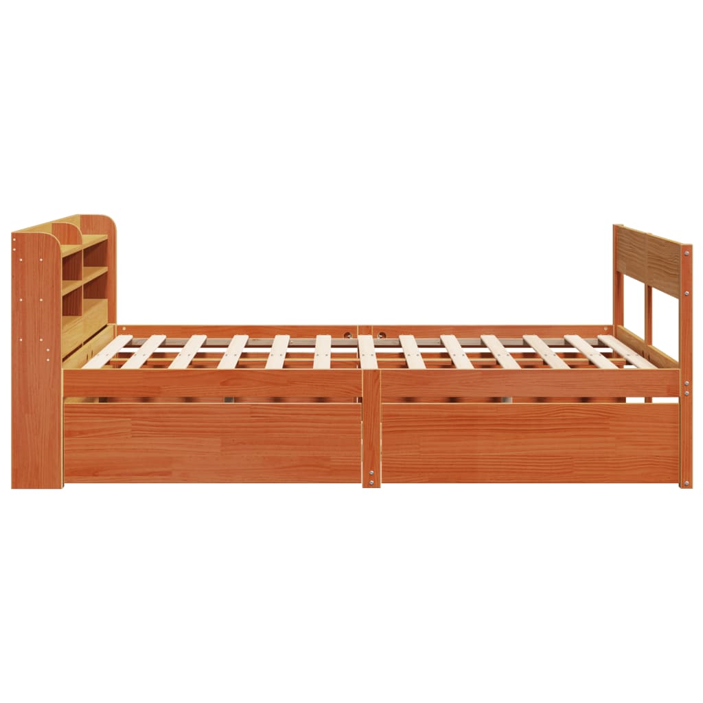 vidaXL Cadru de pat fără saltea, maro ceruit 150x200 cm lemn masiv pin vidaXL Cadru de pat fără saltea, maro ceruit 150x200 cm lemn masiv pin