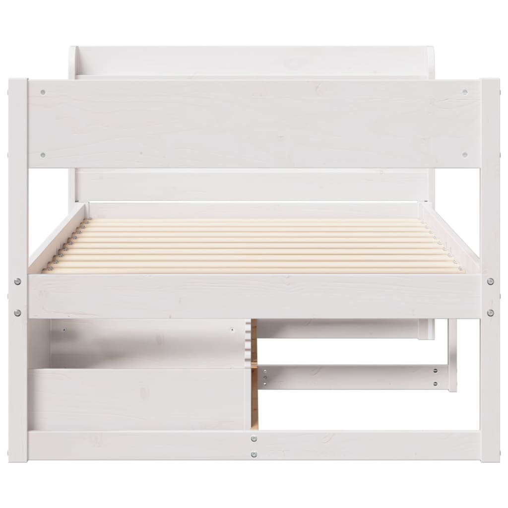 vidaXL Cadru de pat fără saltea, alb, 90x200 cm, lemn masiv pin