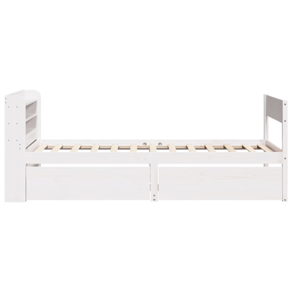 vidaXL Cadru de pat fără saltea, alb, 75x190 cm, lemn masiv de pin