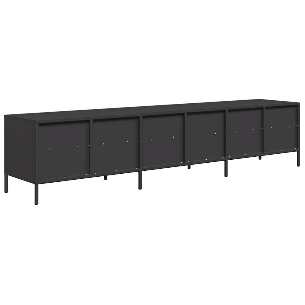 vidaXL Dulap TV, negru, 202x39x43,5 cm, oțel laminat la rece vidaXL Dulap TV, negru, 202x39x43,5 cm, oțel laminat la rece