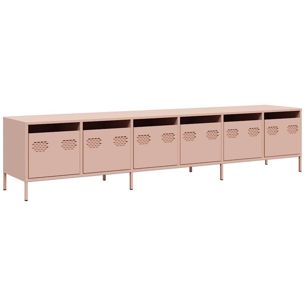 vidaXL Dulap TV, roz, 202x39x43,5 cm, oțel laminat la rece