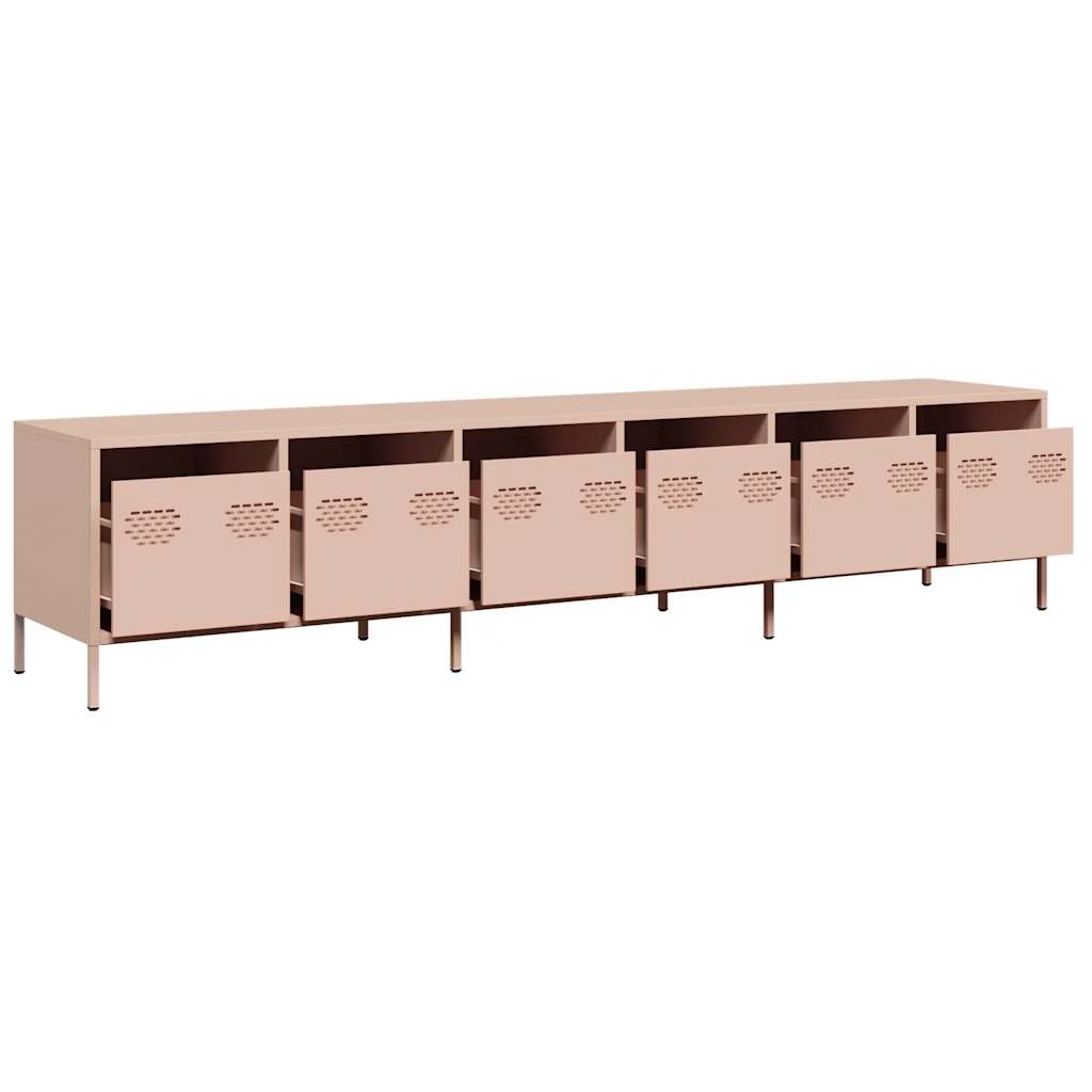 vidaXL Dulap TV, roz, 202x39x43,5 cm, oțel laminat la rece