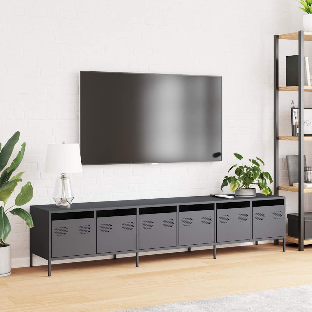 vidaXL Dulap TV, antracit, 202x39x43,5 cm, oțel laminat la rece