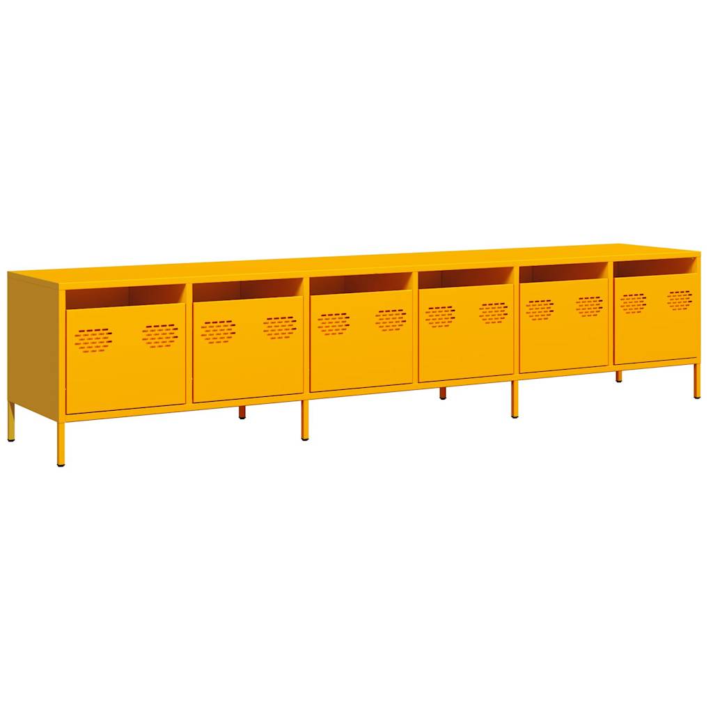 vidaXL Dulap TV, galben muștar, 202x39x43,5 cm, oțel laminat la rece