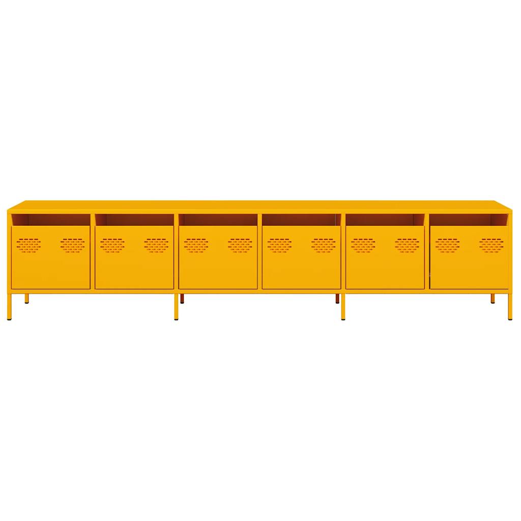 vidaXL Dulap TV, galben muștar, 202x39x43,5 cm, oțel laminat la rece