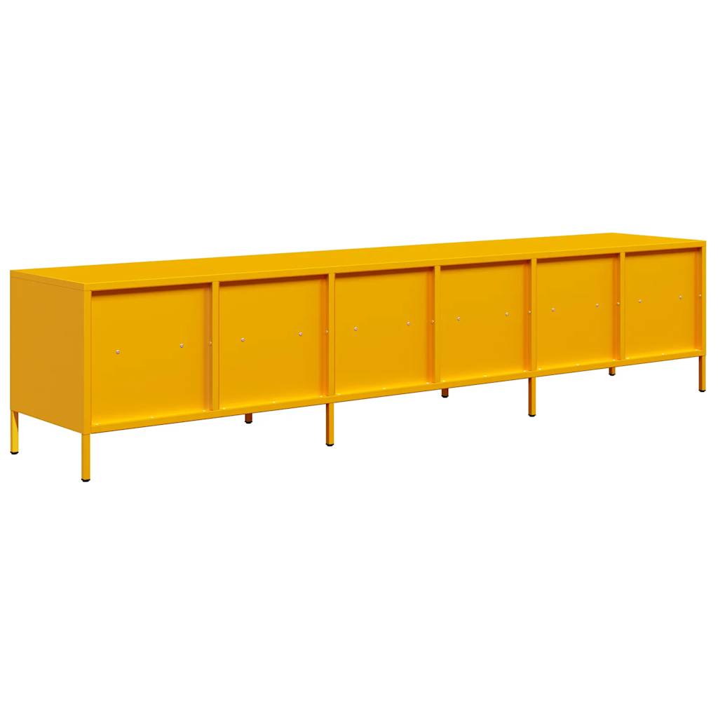 vidaXL Dulap TV, galben muștar, 202x39x43,5 cm, oțel laminat la rece