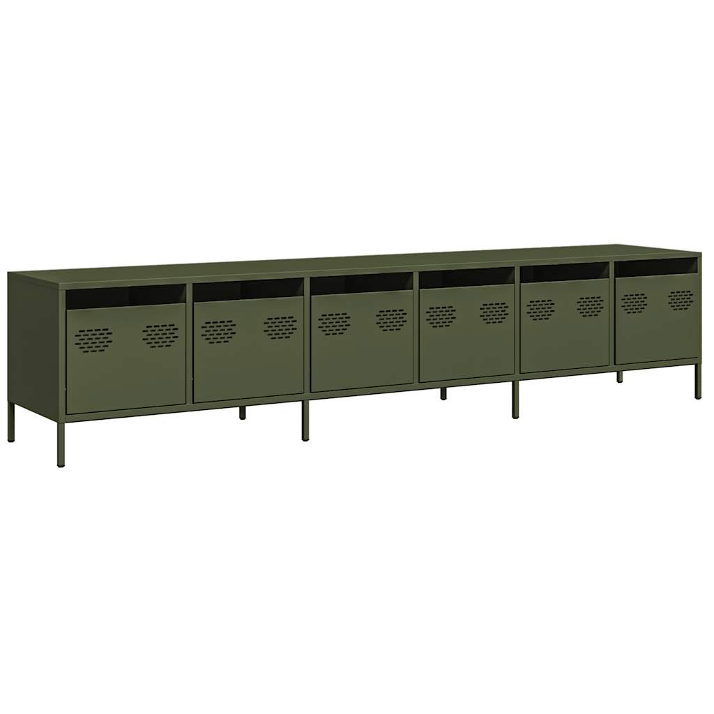 vidaXL Dulap TV, verde măsliniu, 202x39x43,5 cm, oțel laminat la rece