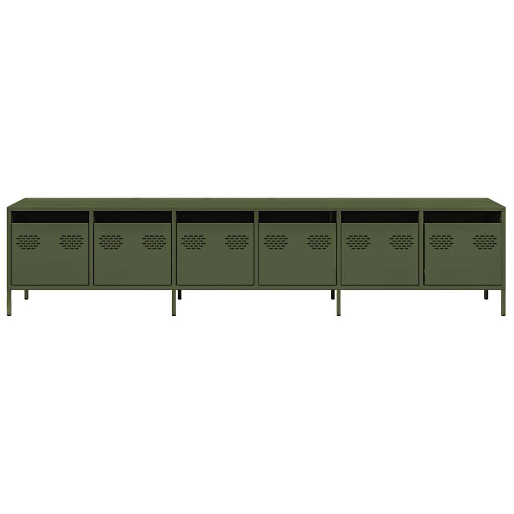 vidaXL Dulap TV, verde măsliniu, 202x39x43,5 cm, oțel laminat la rece