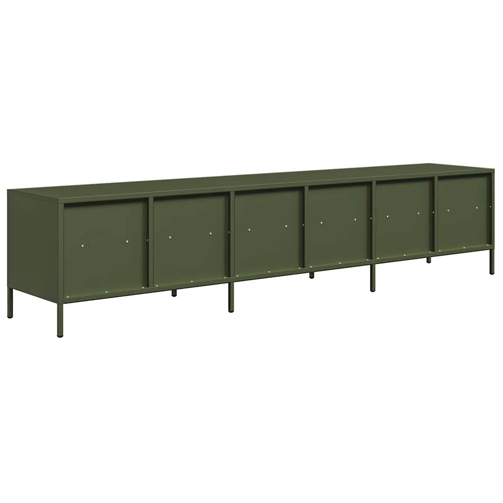 vidaXL Dulap TV, verde măsliniu, 202x39x43,5 cm, oțel laminat la rece
