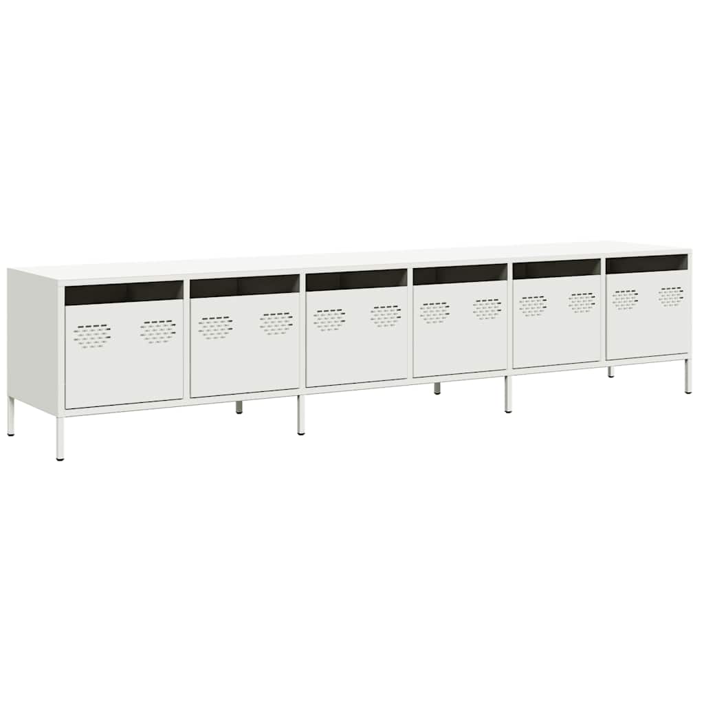 vidaXL Dulap TV, alb, 202x39x43,5 cm, oțel laminat la rece vidaXL Dulap TV, alb, 202x39x43,5 cm, oțel laminat la rece