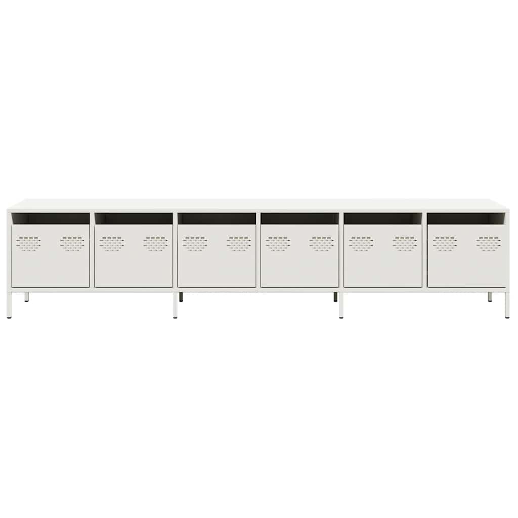 vidaXL Dulap TV, alb, 202x39x43,5 cm, oțel laminat la rece vidaXL Dulap TV, alb, 202x39x43,5 cm, oțel laminat la rece