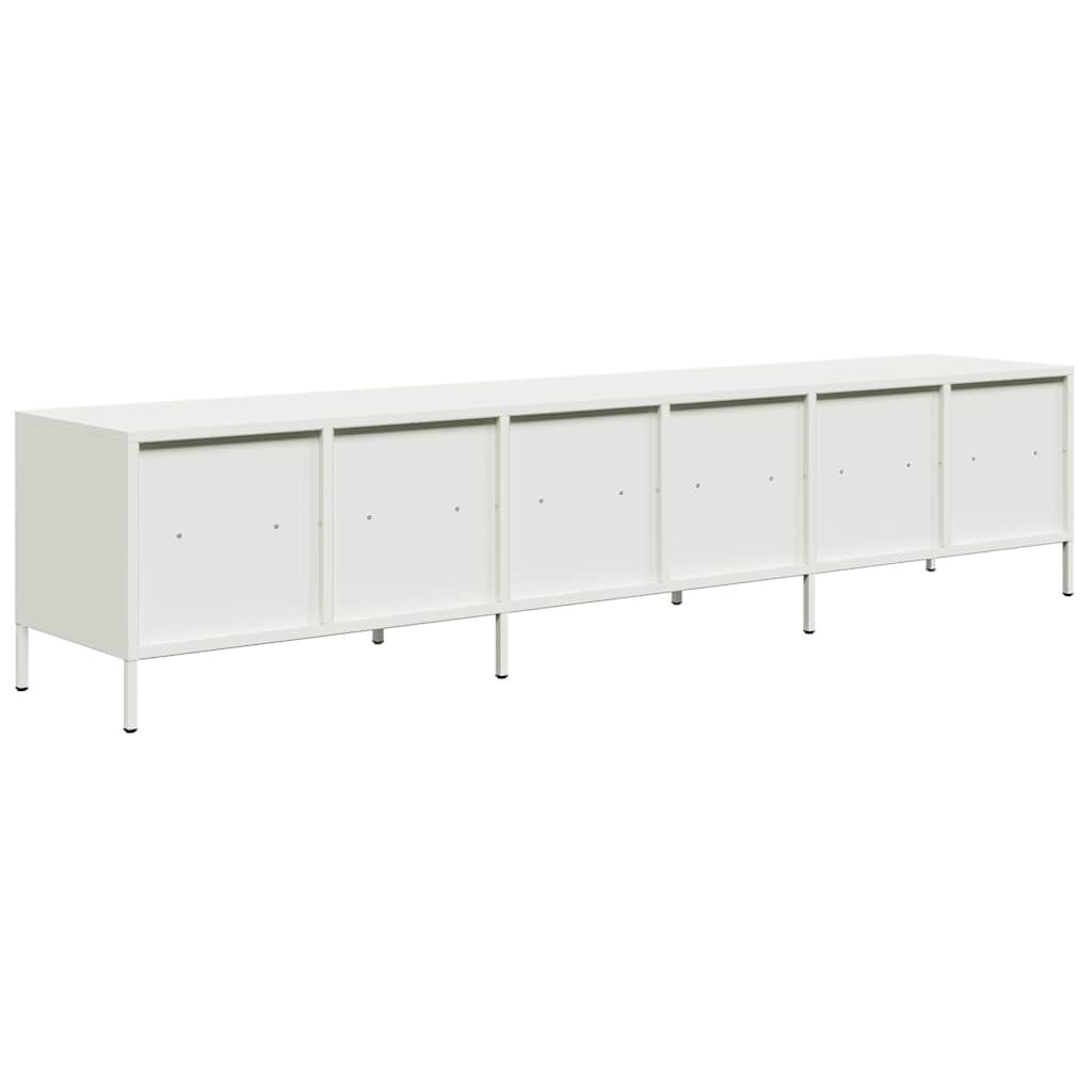 vidaXL Dulap TV, alb, 202x39x43,5 cm, oțel laminat la rece vidaXL Dulap TV, alb, 202x39x43,5 cm, oțel laminat la rece