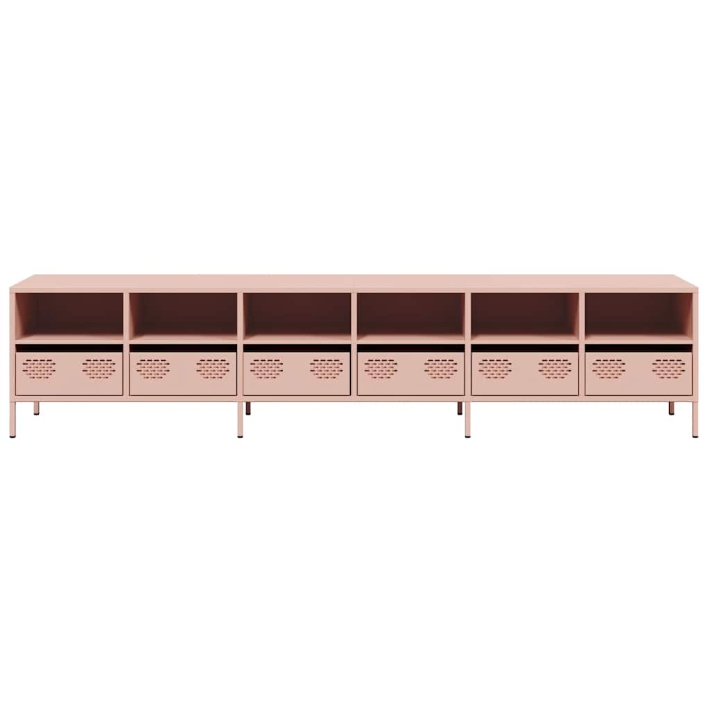 vidaXL Dulap TV, roz, 202x39x43,5 cm, oțel laminat la rece vidaXL Dulap TV, roz, 202x39x43,5 cm, oțel laminat la rece