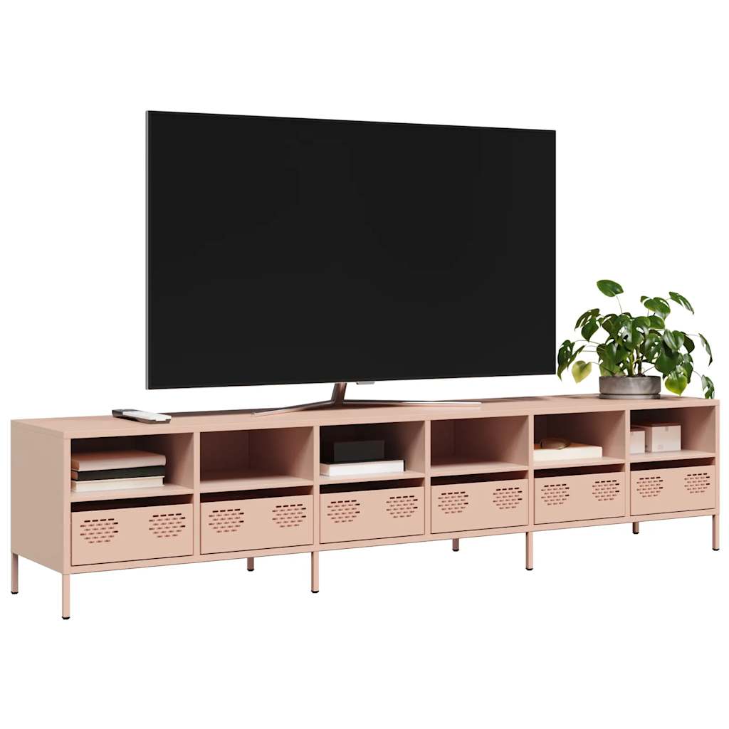 vidaXL Dulap TV, roz, 202x39x43,5 cm, oțel laminat la rece vidaXL Dulap TV, roz, 202x39x43,5 cm, oțel laminat la rece