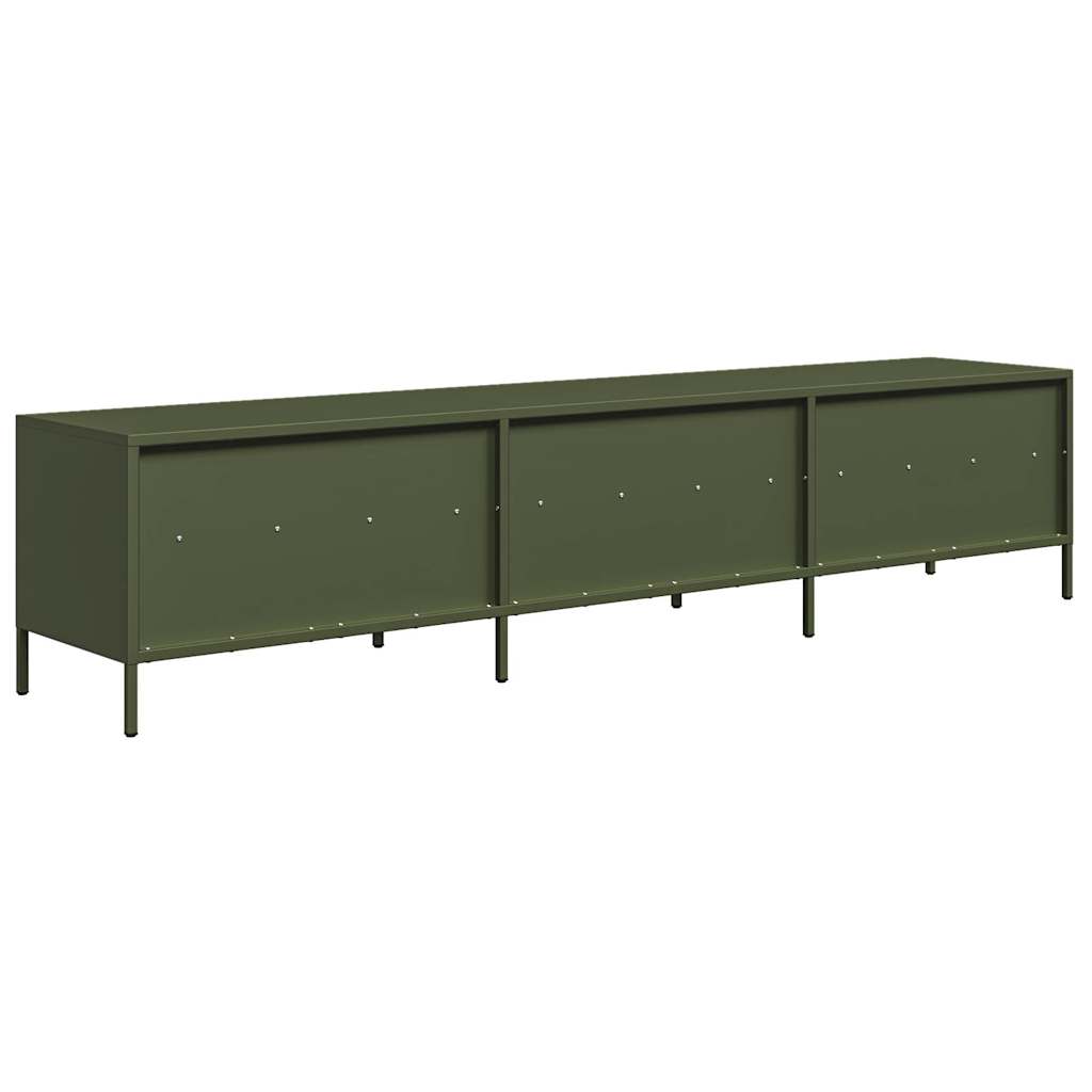 vidaXL Dulap TV, verde măsliniu, 202x39x43,5 cm, oțel laminat la rece vidaXL Dulap TV, verde măsliniu, 202x39x43,5 cm, oțel laminat la rece